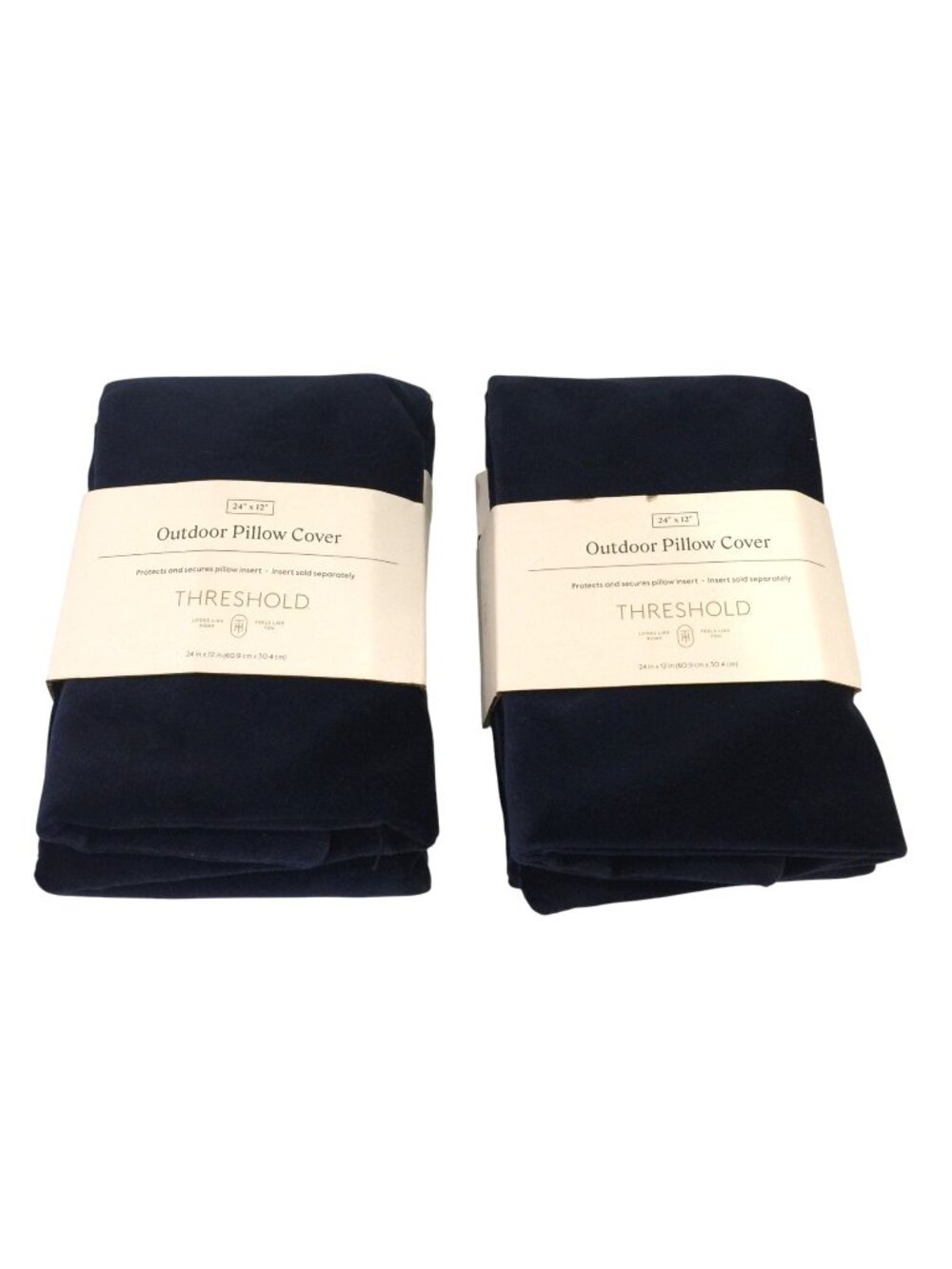 Threshold Navy Blue Velveteen Outdoor Pillow Cover 24" x 12" Set of 2
